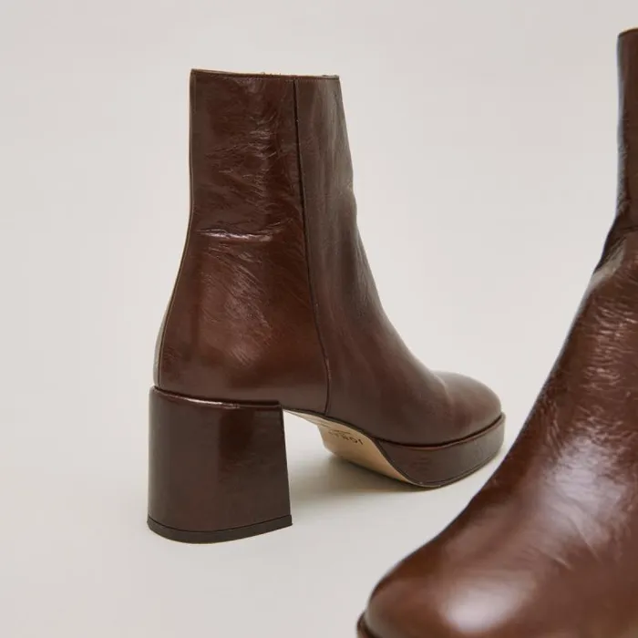 Women Roundtoe Boots Brown JONAK Ankle Boots Lowboots
