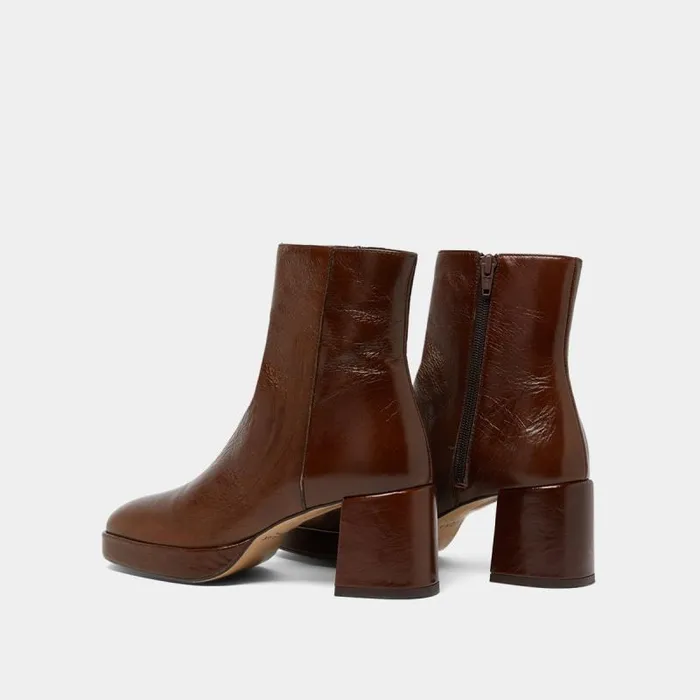 Women Roundtoe Boots Brown JONAK Ankle Boots Lowboots