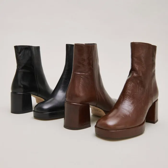 Women Roundtoe Boots Brown JONAK Ankle Boots Lowboots