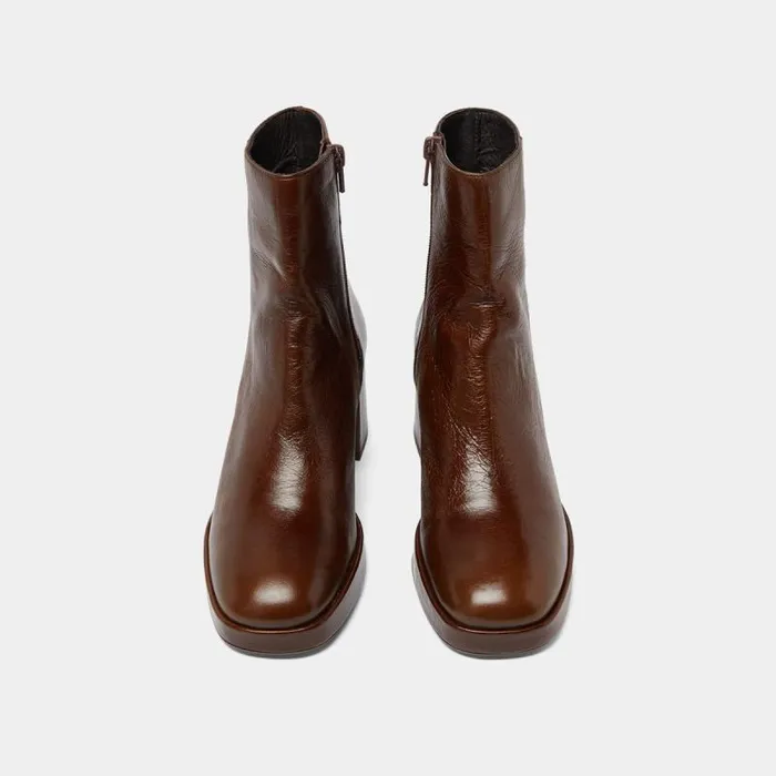 Women Roundtoe Boots Brown JONAK Ankle Boots Lowboots