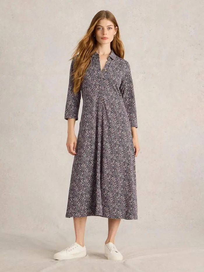 Women Rua Midi Jersey Dress Grey Print White Stuff Dresses