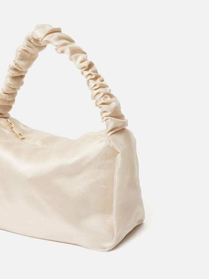 Women Ruched Organza Mini Bag Cream Jigsaw Bags