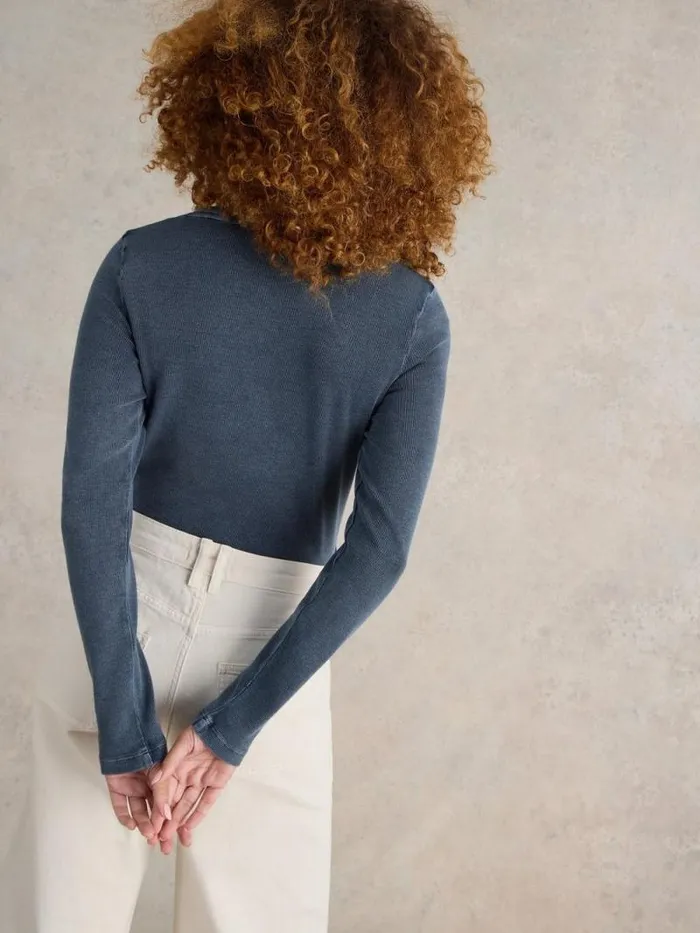 Women SADIE LONG SLEEVE RIB TEE Mid Blue White Stuff Tops and Tees Women SADIE LONG SLEEVE RIB TEE Mid Blue White Stuff Tops and Tees
