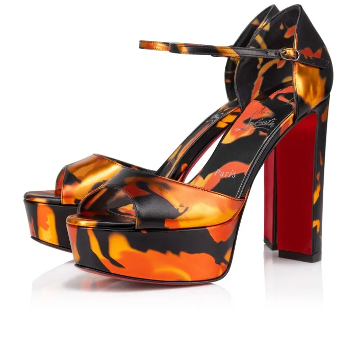 Women Sandaloo 130 Mm Sandals 8211 Specchio Leather On Fire 8211 Multicolor Christian Louboutin Platforms
