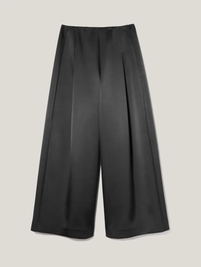 Women Satin Volume Trouser Black Jigsaw Party