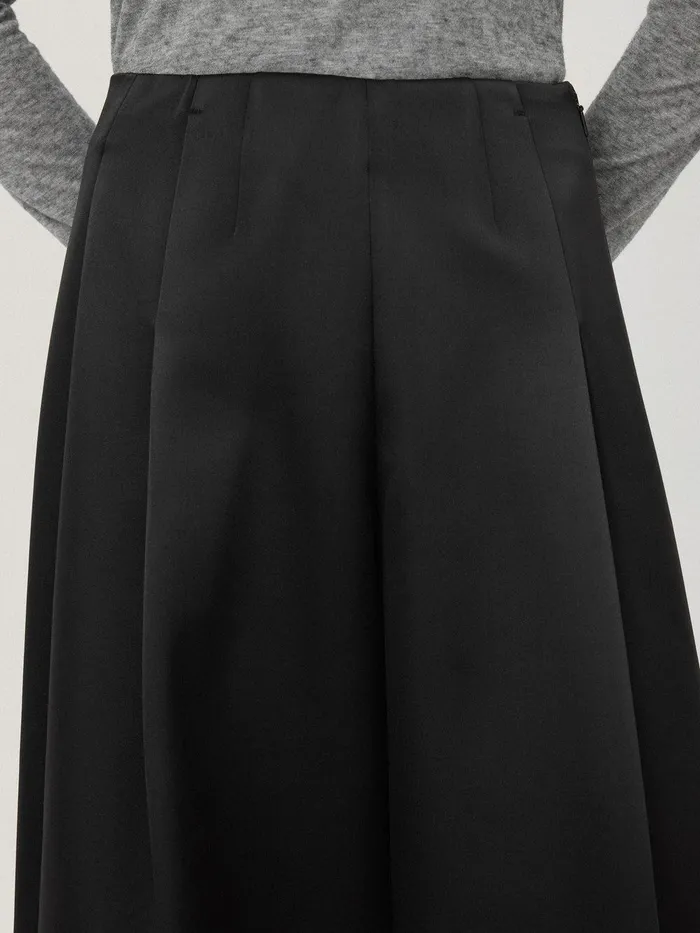 Women Satin Volume Trouser Black Jigsaw Party
