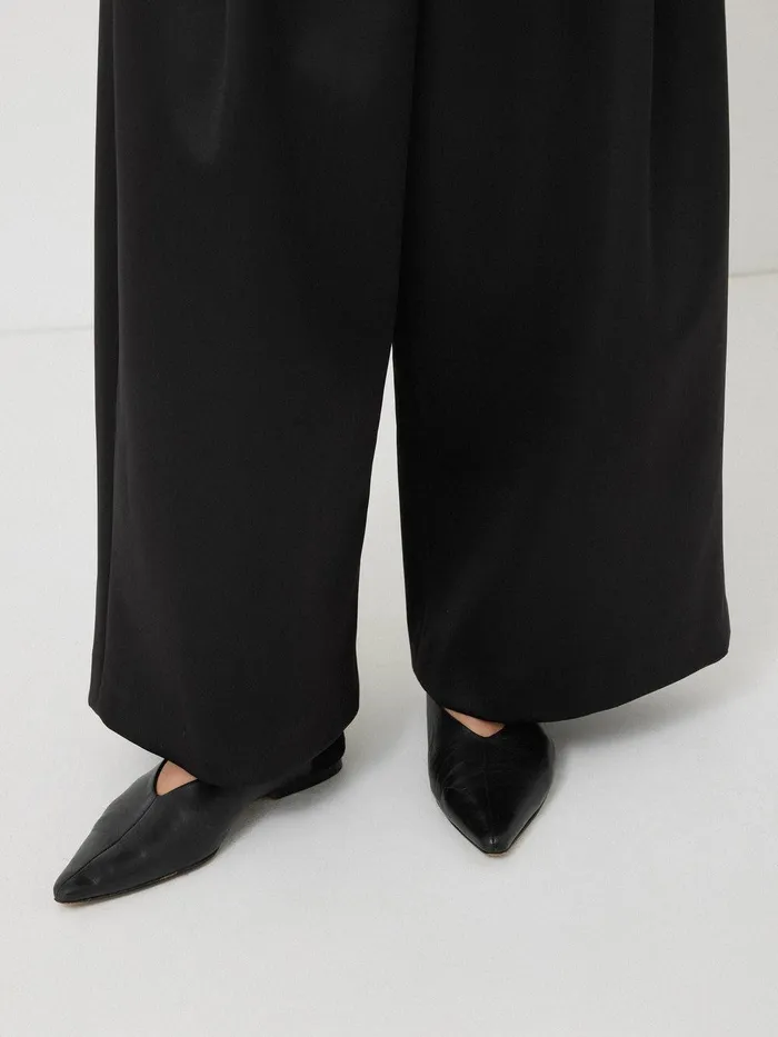 Women Satin Volume Trouser Black Jigsaw Party