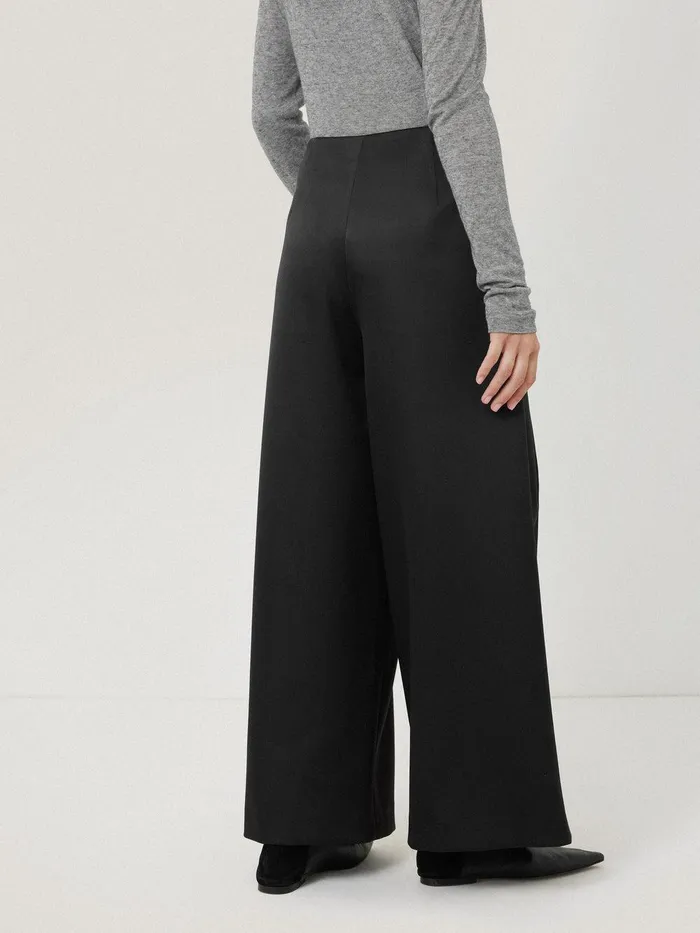 Women Satin Volume Trouser Black Jigsaw Party