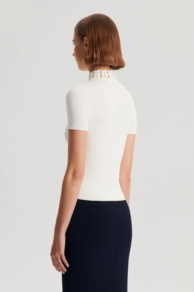 Women Scanlan Theodore CREPE KNIT DAISY SHORT SLEEVE TOP CREAM Knitwear Women Scanlan Theodore CREPE KNIT DAISY SHORT SLEEVE TOP CREAM Knitwear