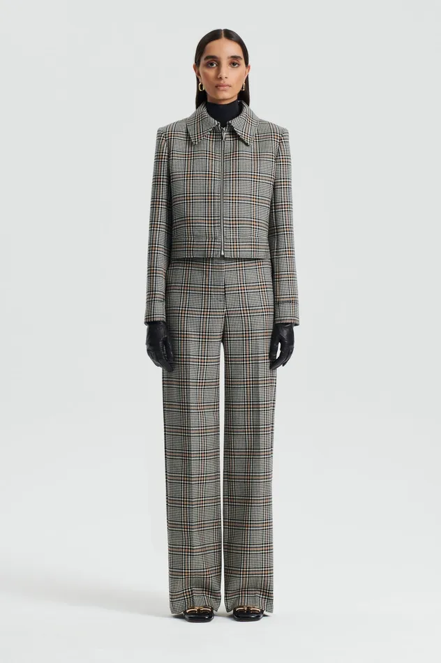 Women Scanlan Theodore PLAID TROUSER BLACKWHITE Trousers