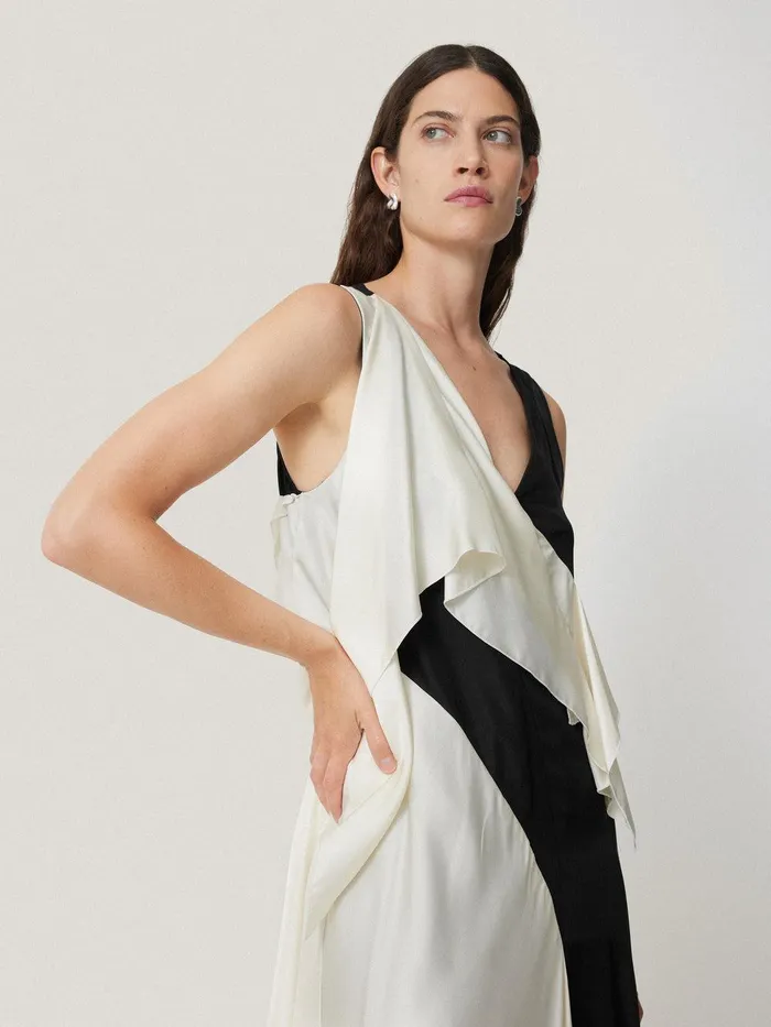 Women Sculptural Silk Twill Dress Monochrome Jigsaw Coords