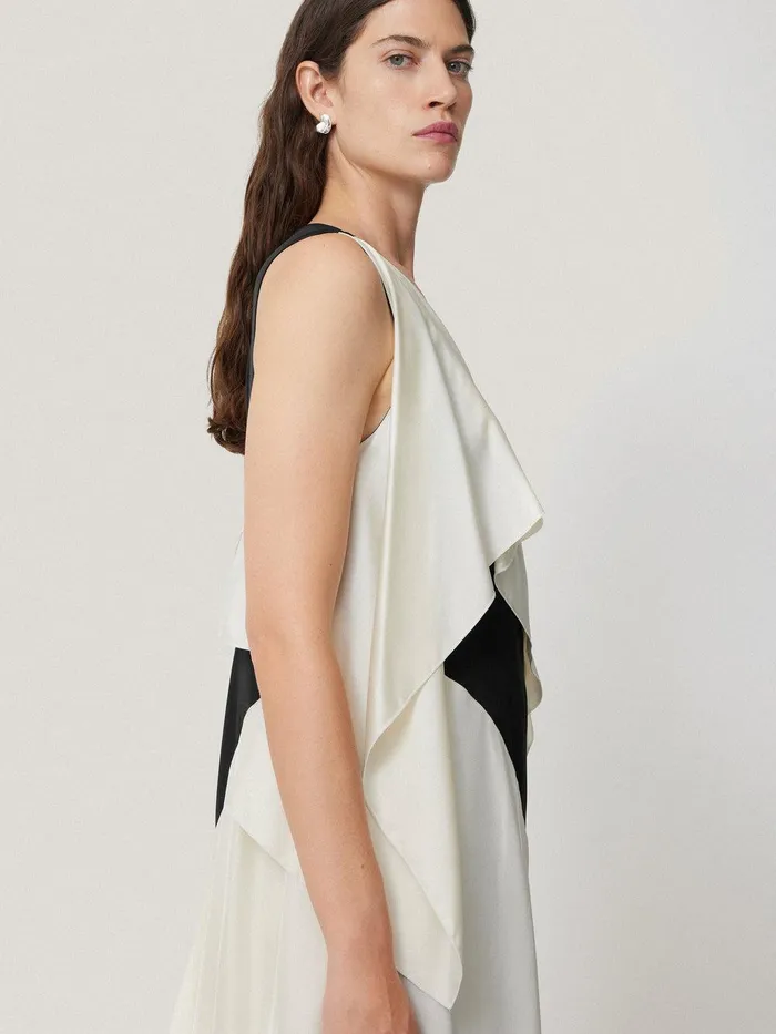 Women Sculptural Silk Twill Dress Monochrome Jigsaw Coords