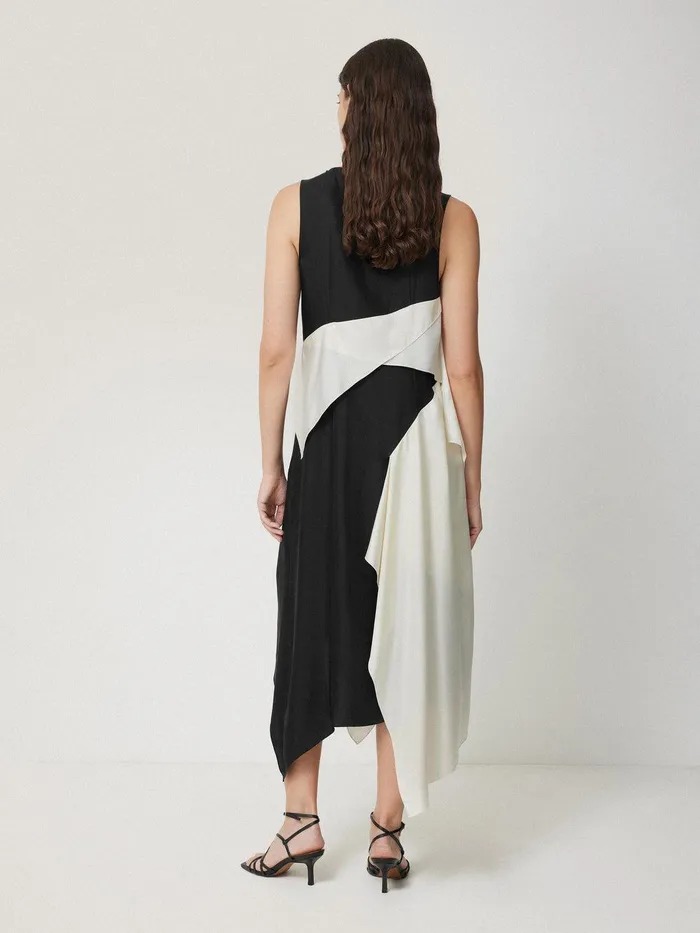 Women Sculptural Silk Twill Dress Monochrome Jigsaw Coords