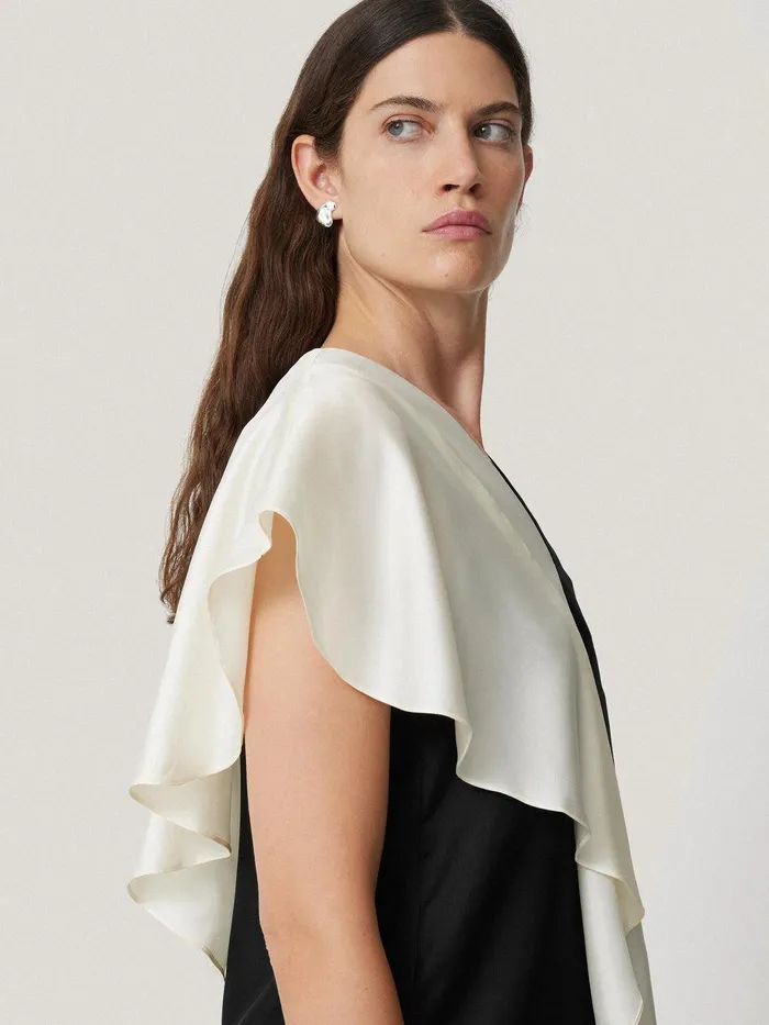 Women Sculptural Silk Twill Top Monochrome Jigsaw Shirts and Tops