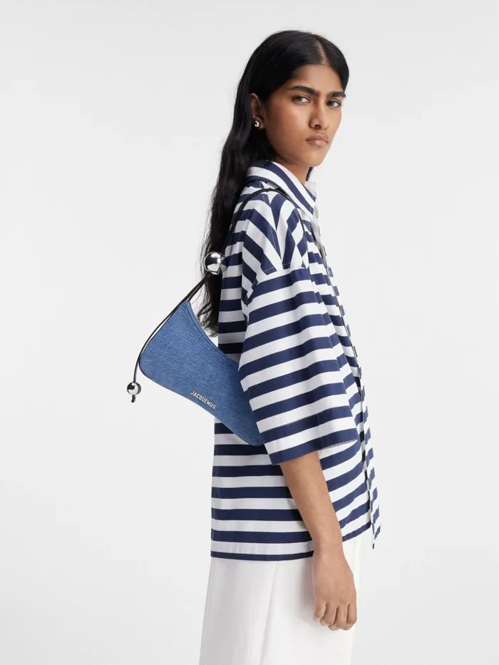 Women Shoulder Bags JACQUEMUS The Bisou Perle Blue Women Shoulder Bags JACQUEMUS The Bisou Perle Blue