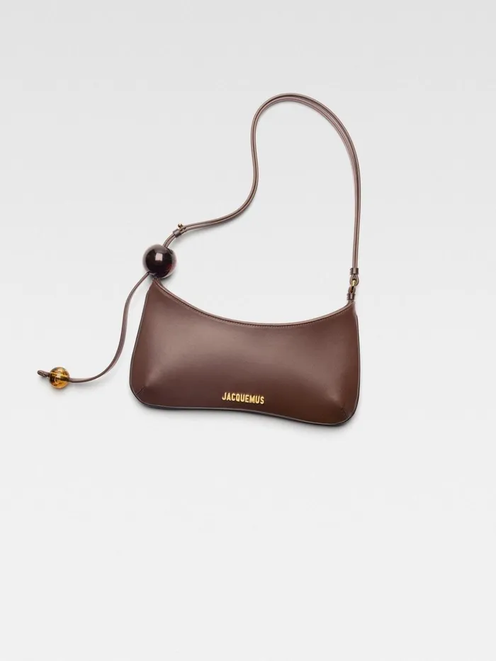 Women Shoulder Bags JACQUEMUS The Bisou Perle Medium Brown Women Shoulder Bags JACQUEMUS The Bisou Perle Medium Brown