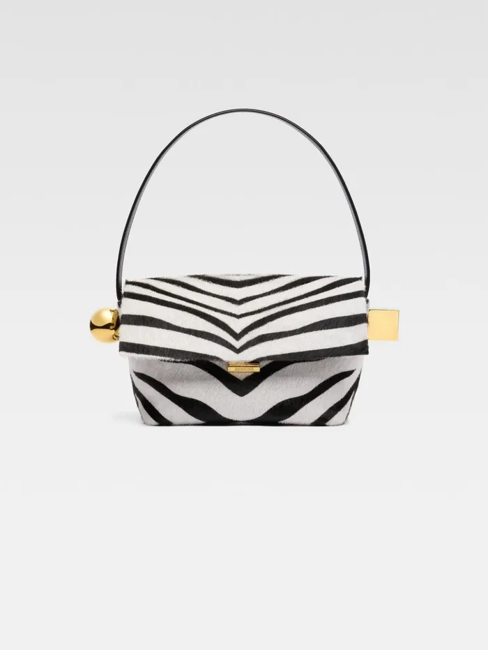 Women Shoulder Bags JACQUEMUS The Rond Carr Black and White Zebra