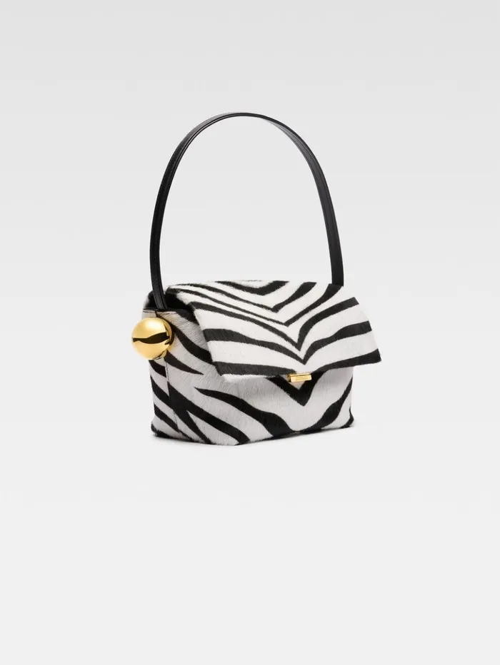 Women Shoulder Bags JACQUEMUS The Rond Carr Black and White Zebra Women Shoulder Bags JACQUEMUS The Rond Carr Black and White Zebra