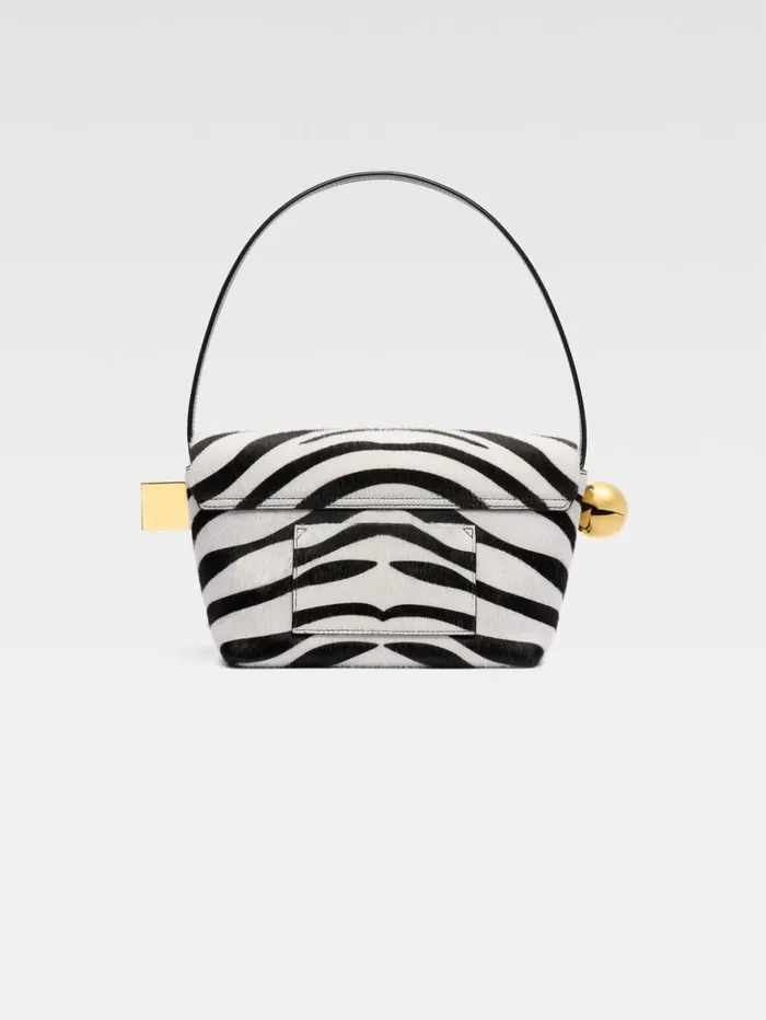 Women Shoulder Bags JACQUEMUS The Rond Carr Black and White Zebra Women Shoulder Bags JACQUEMUS The Rond Carr Black and White Zebra