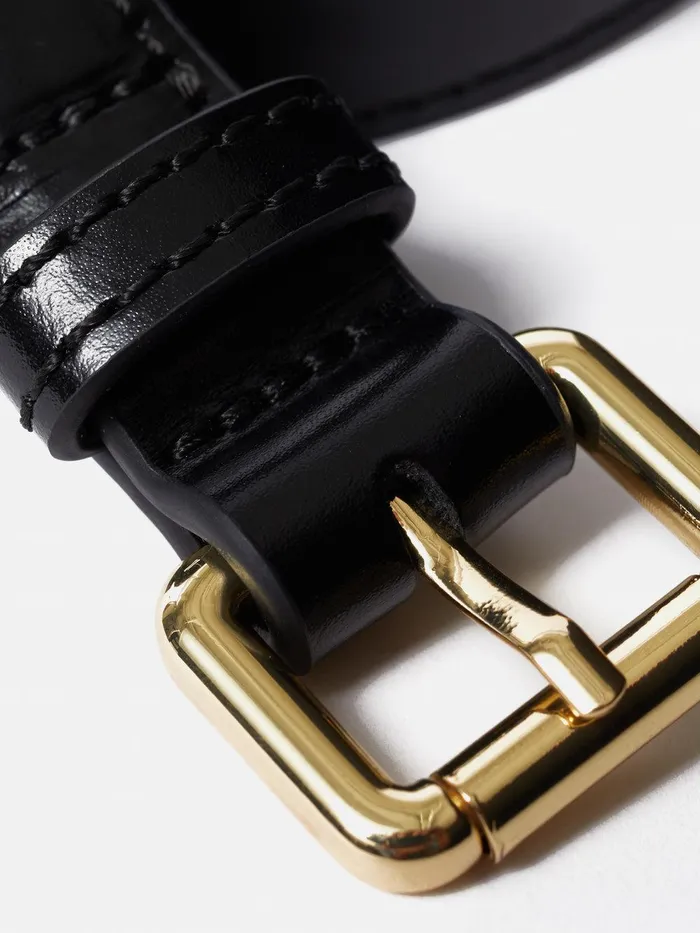 Women Skinny Leather Belt Black Jigsaw Leather