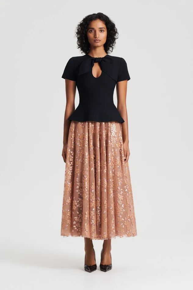 Women Skirts Scanlan Theodore TINSEL FLORAL SKIRT SPICE