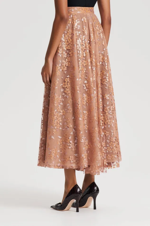Women Skirts Scanlan Theodore TINSEL FLORAL SKIRT SPICE Women Skirts Scanlan Theodore TINSEL FLORAL SKIRT SPICE
