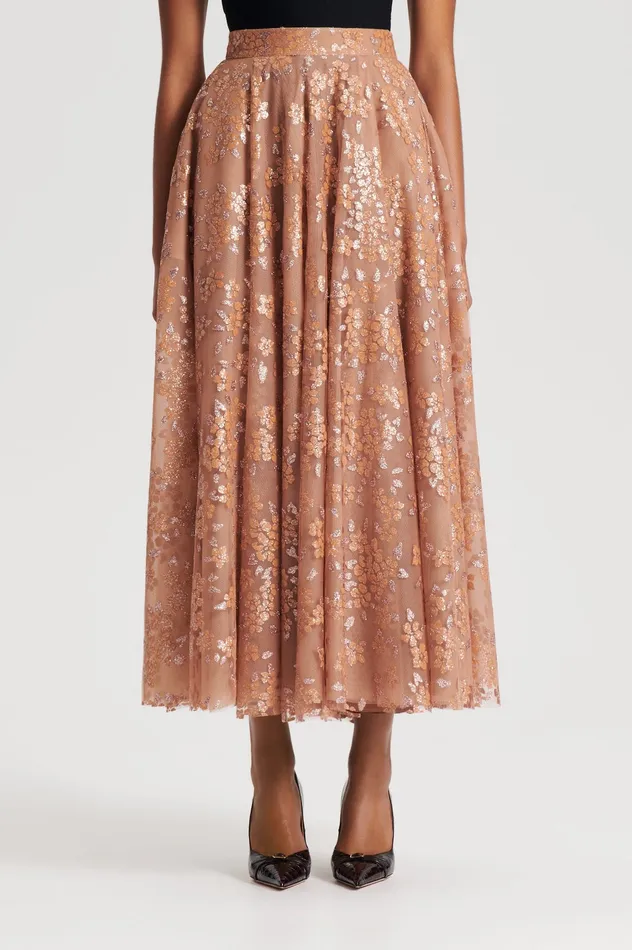 Women Skirts Scanlan Theodore TINSEL FLORAL SKIRT SPICE Women Skirts Scanlan Theodore TINSEL FLORAL SKIRT SPICE
