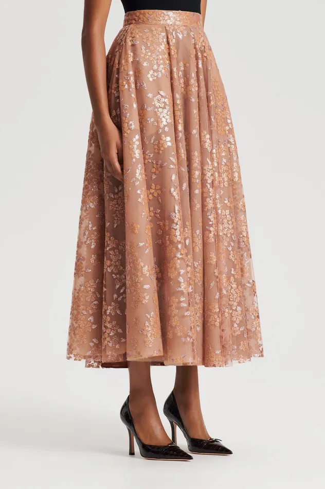 Women Skirts Scanlan Theodore TINSEL FLORAL SKIRT SPICE Women Skirts Scanlan Theodore TINSEL FLORAL SKIRT SPICE
