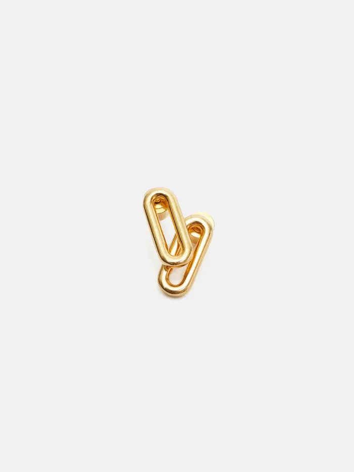 Women Small Link Stud Earrings Gold Jigsaw Jewellery