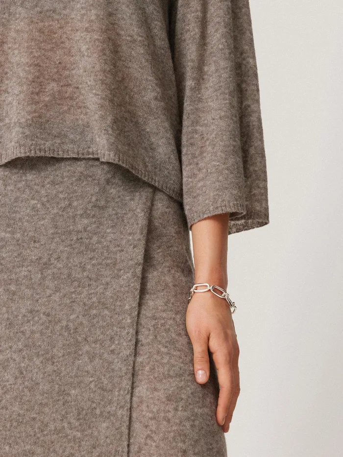 Women Soft Gauzy Knit Tshirt Taupe Jigsaw Knitwear and Cashmere