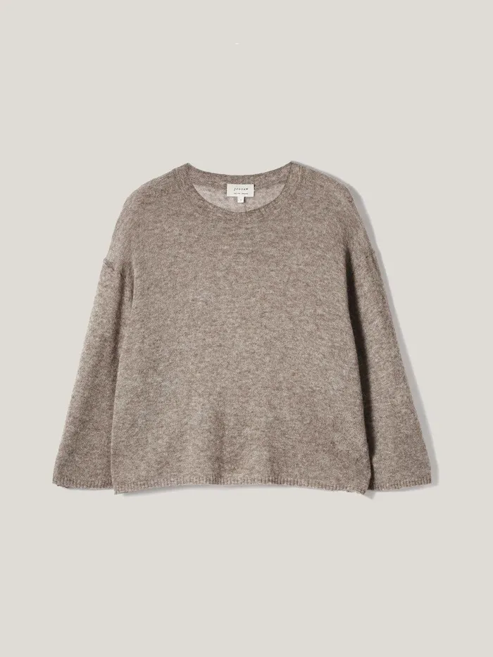Women Soft Gauzy Knit Tshirt Taupe Jigsaw Knitwear and Cashmere