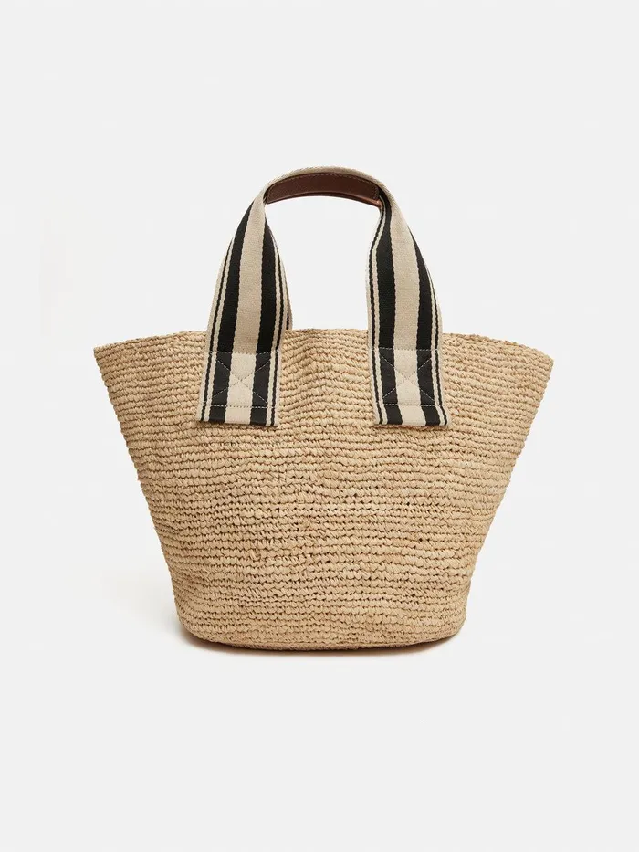Women Soft Raffia Tote Natural Jigsaw Bags
