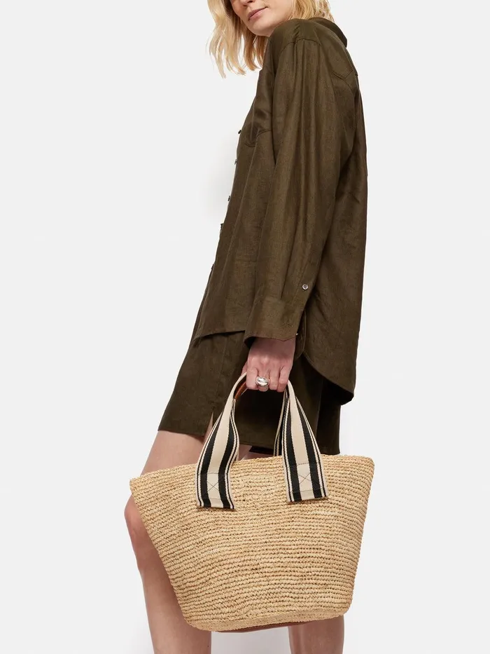Women Soft Raffia Tote Natural Jigsaw Bags