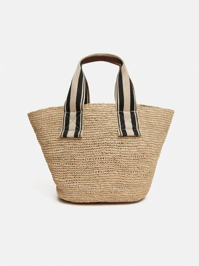 Women Soft Raffia Tote Natural Jigsaw Bags