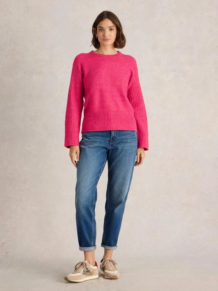Women SOPHIA JUMPER Bright Pink White Stuff Knitwear