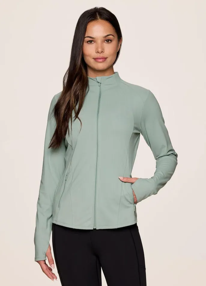 Women Studio Daily Super Soft Mock Neck Jacket Sea Glass RBX Active Long Sleeve