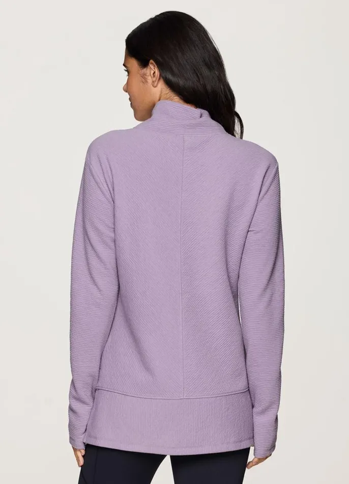 Women Studio Jacquard Mock Neck Pullover Light Purple RBX Active Long Sleeve