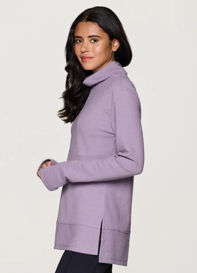 Women Studio Jacquard Mock Neck Pullover Light Purple RBX Active Long Sleeve