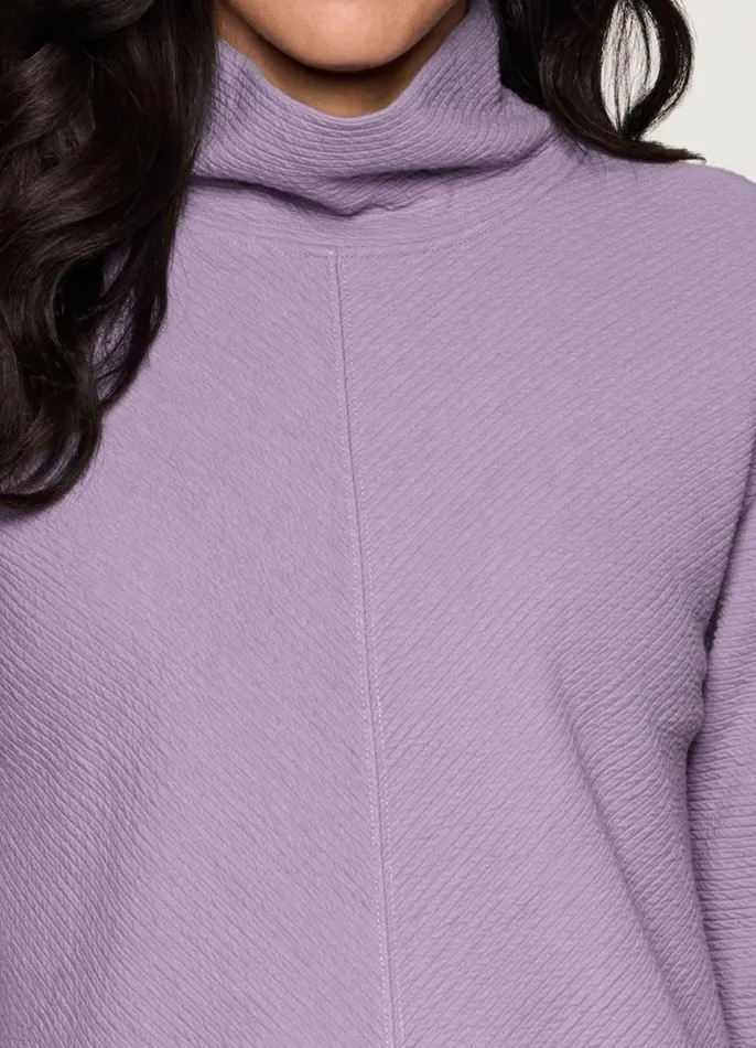 Women Studio Jacquard Mock Neck Pullover Light Purple RBX Active Long Sleeve