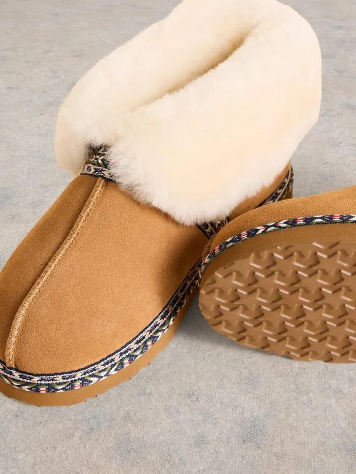 Women Suede Shearling Slipper Boot Tan Multi White Stuff Nightwear Women Suede Shearling Slipper Boot Tan Multi White Stuff Nightwear
