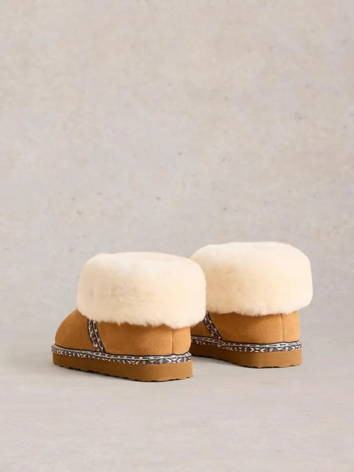 Women Suede Shearling Slipper Boot Tan Multi White Stuff Nightwear Women Suede Shearling Slipper Boot Tan Multi White Stuff Nightwear
