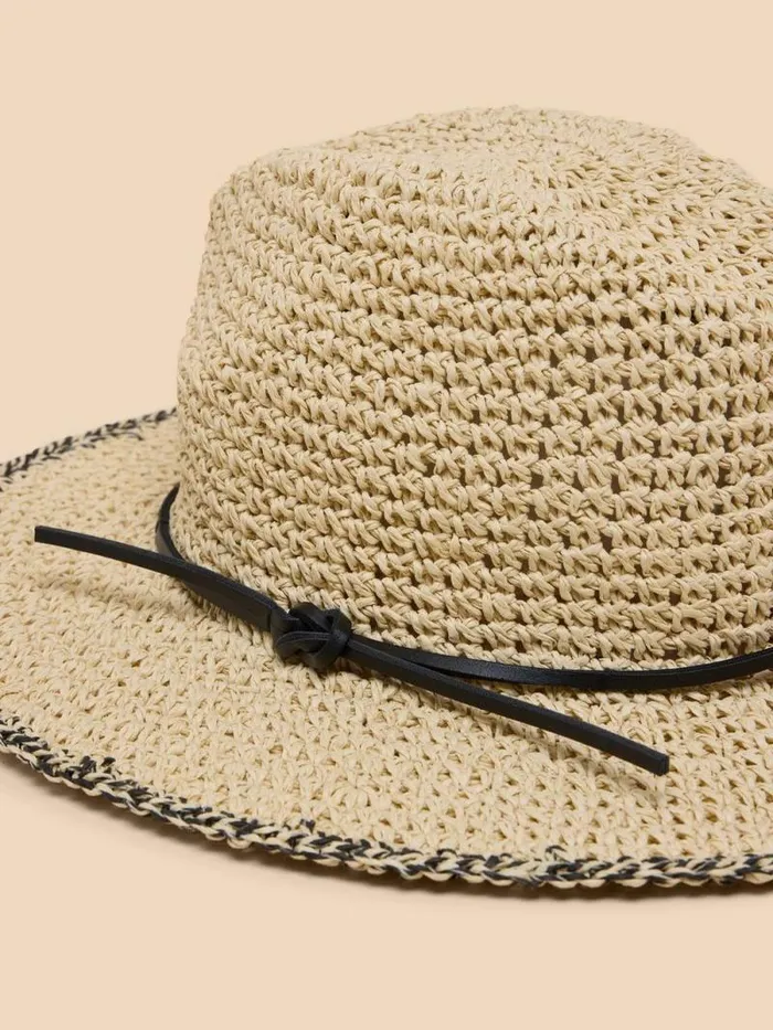 Women Summer Straw Fedora Natural Multi White Stuff Hats