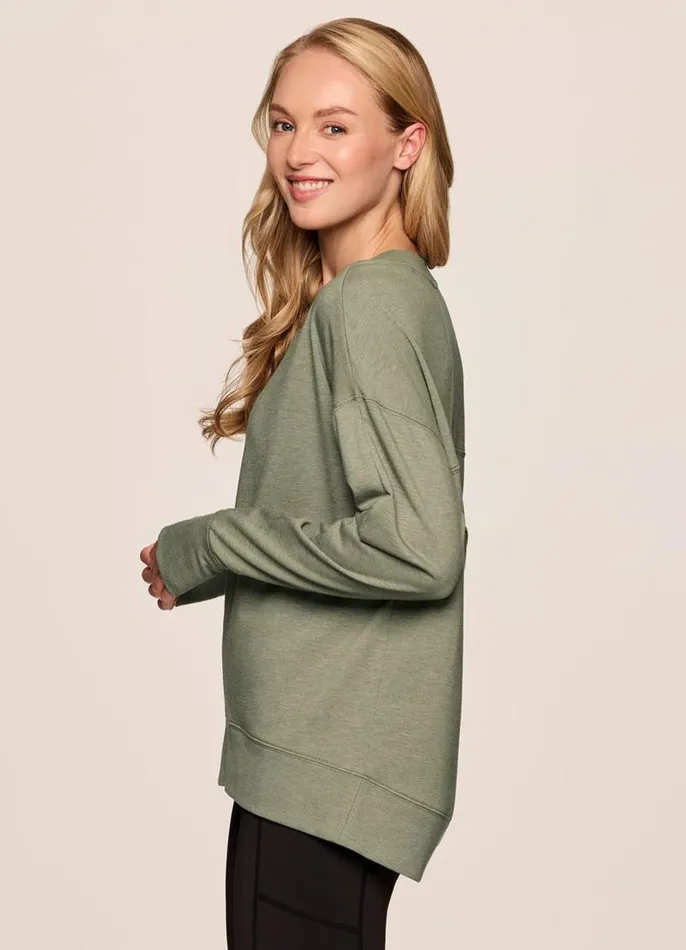 Women Sunrise French Terry Sweatshirt Sage RBX Active Sweatshirts