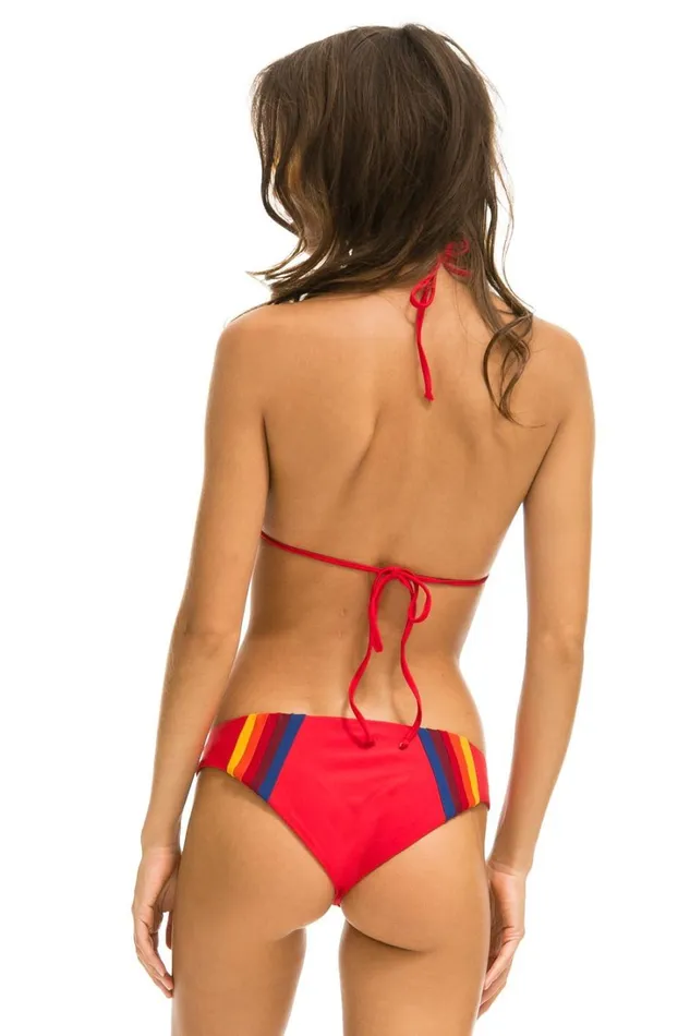 Women Swim Aviator Nation 5 STRIPE SPORTY BIKINI BOTTOMS 8211 RED Women Swim Aviator Nation 5 STRIPE SPORTY BIKINI BOTTOMS 8211 RED
