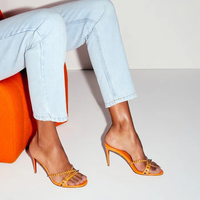 Women Tatoosh Spikes 85 Mm Mules 8211 Kid Leather And Spikes 8211 Hibiscus Christian Louboutin Sandals and Slides Women Tatoosh Spikes 85 Mm Mules 8211 Kid Leather And Spikes 8211 Hibiscus Christian Louboutin Sandals and Slides