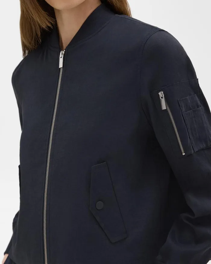 Women Theory Blazers Jackets ALine Flight Jacket In Good Linen Concord