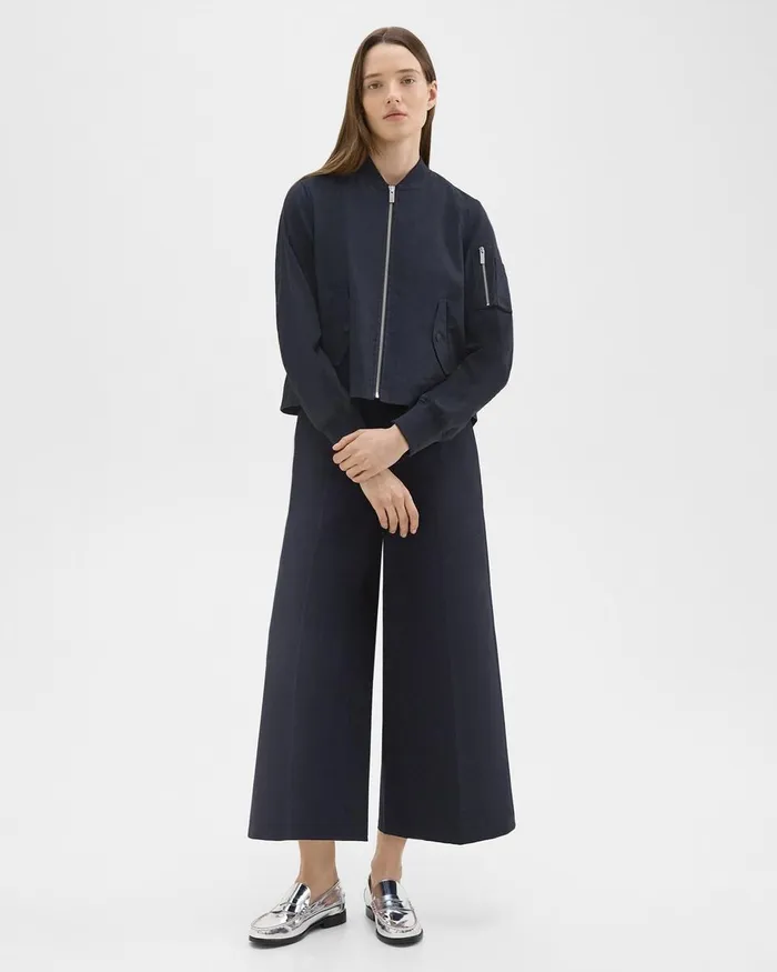 Women Theory Blazers Jackets ALine Flight Jacket In Good Linen Concord