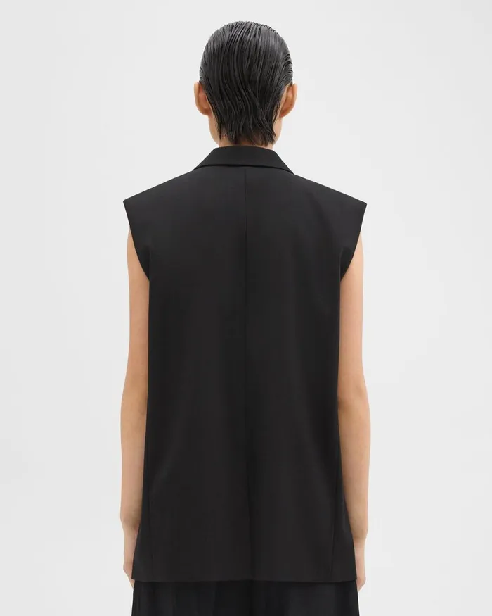 Women Theory Blazers Jackets Oversized Vest In Cotton Black