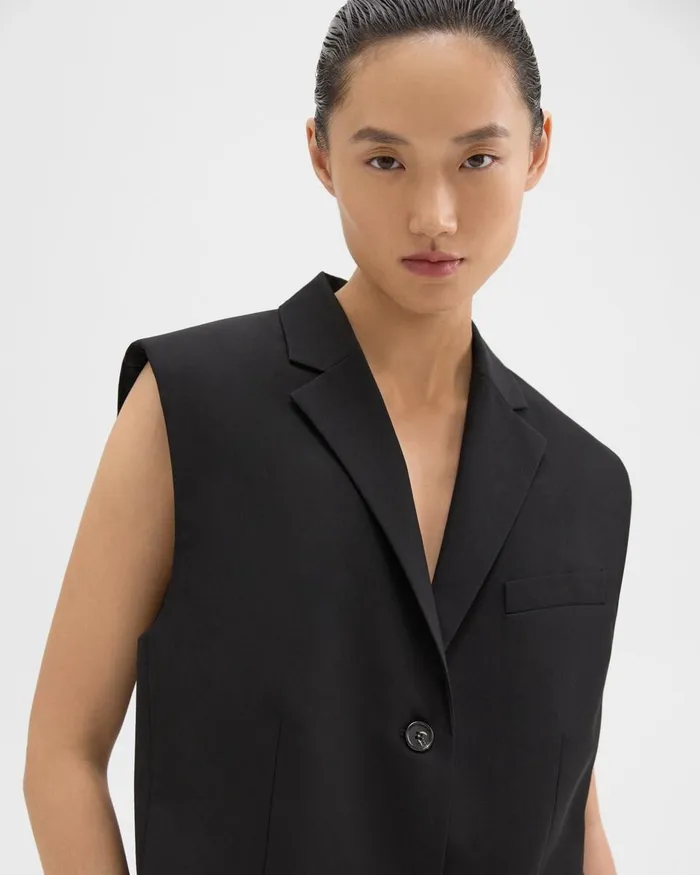 Women Theory Blazers Jackets Oversized Vest In Cotton Black