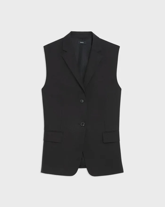 Women Theory Blazers Jackets Oversized Vest In Cotton Black